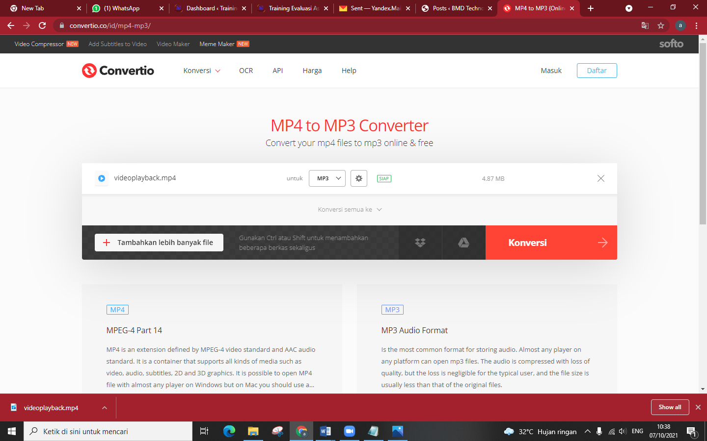 Cara converter file mp4 ke mp3 di komputer tanpa istall aplikasi tambahan